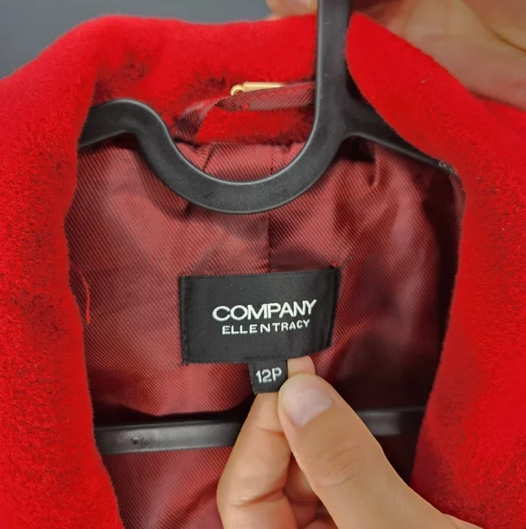 Ellen Tracy Rust Red Single-Breasted Wool-Blend Pea Coat - Picture 4 of 6